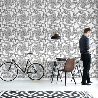 Benutzerdefiniertes anfängliches Graukettenmuster Tapete