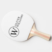 Benutzerdefiniertes Anfangs-W-Circle-Monogramm wei Tischtennis Schläger (Seitenansicht)