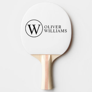 Benutzerdefiniertes Anfangs-W-Circle-Monogramm wei Tischtennis Schläger