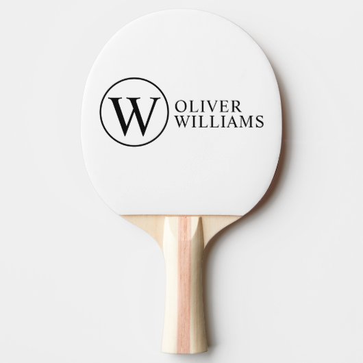 Benutzerdefiniertes Anfangs-W-Circle-Monogramm wei Tischtennis Schläger (Vorderseite)