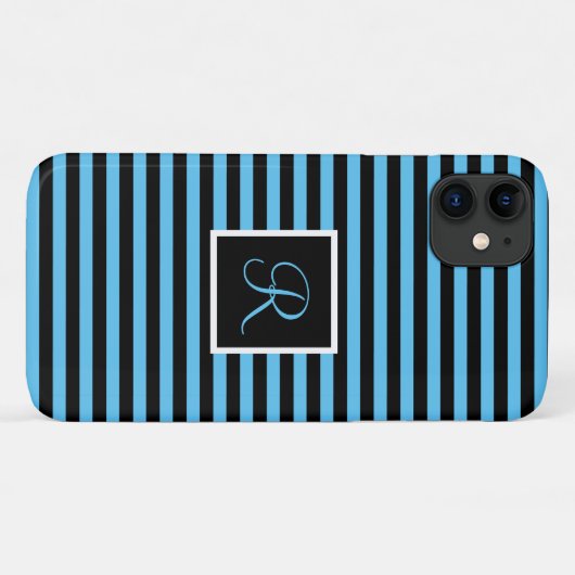 Benutzerdefiniertes Anfangsblau und schwarz Streif Case-Mate iPhone Hülle (Rückseite (Horizontal))