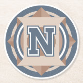 Benutzerdefiniertes Anfangsmonogramm "N" Runder Pappuntersetzer (Vorderseite)