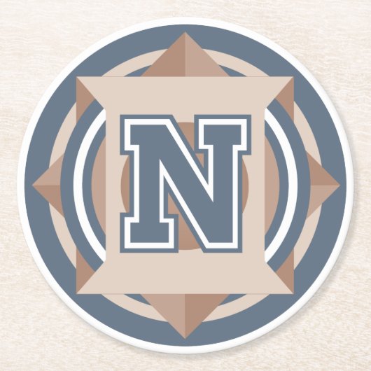 Benutzerdefiniertes Anfangsmonogramm "N" Runder Pappuntersetzer (Vorderseite)