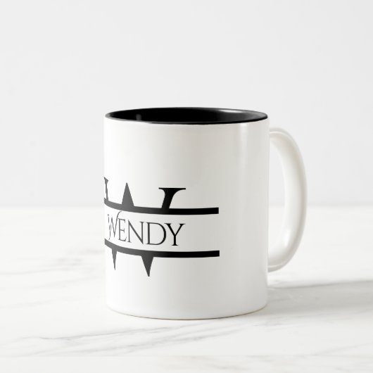 Benutzerdefiniertes Anfangsmonogramm und grafische Zweifarbige Tasse (VorderseiteRechts)