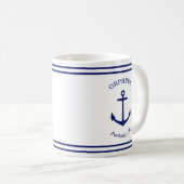 Benutzerdefiniertes AnkerEmblem Nautisch (weiß & b Kaffeetasse (VorderseiteRechts)