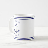 Benutzerdefiniertes AnkerEmblem Nautisch (weiß & b Kaffeetasse (Vorderseite Links)