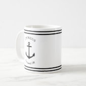 Benutzerdefiniertes AnkerEmblem Nautisch (weiß & s Kaffeetasse (Vorderseite Links)