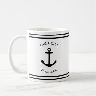 Benutzerdefiniertes AnkerEmblem Nautisch (weiß & s Kaffeetasse