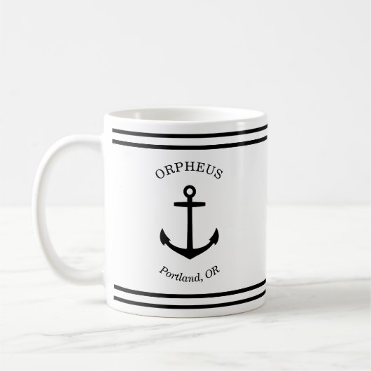 Benutzerdefiniertes AnkerEmblem Nautisch (weiß & s Kaffeetasse (Links)