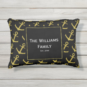 Benutzerdefiniertes Ankerschwarz und Imitate Gold Kissen Für Draußen