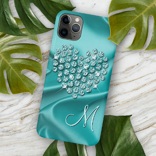 Benutzerdefiniertes Aqua Türkis Diamanten Liebe He iPhone 16 Pro Max Hülle