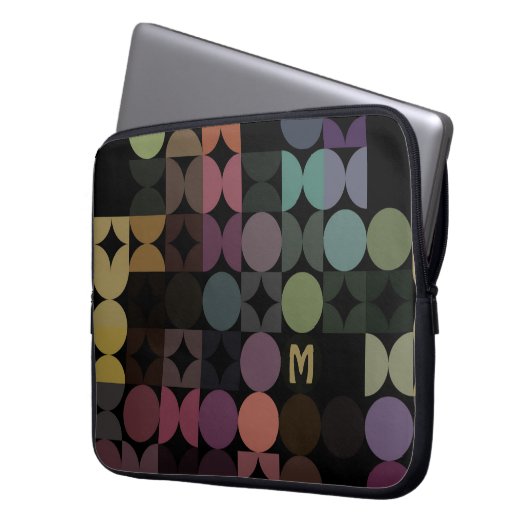 Benutzerdefiniertes Aquamarin blaues, braun-schwar Laptopschutzhülle (Vorderseite Links)