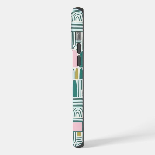 Benutzerdefiniertes Aquamarin-grünes rosa Abstrakt iPhone Hülle (Linke Seite)