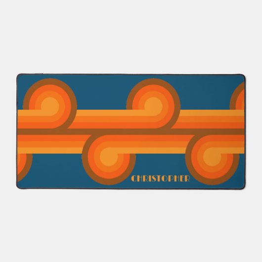 Benutzerdefiniertes Aquamarines blaues orangefarbe Schreibtischunterlage (Vorderseite)