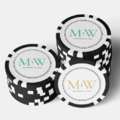 Benutzerdefiniertes Aquamarines Mit Monogramm Hoch Pokerchips (Stapel)