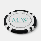Benutzerdefiniertes Aquamarines Mit Monogramm Hoch Pokerchips (Einzeln)