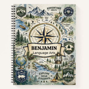 Benutzerdefiniertes Aquarell-Kompass-Abenteuer-Ler Notizblock