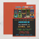 Benutzerdefiniertes Arcade-Videospiel Geburtstag Einladung (Vorne/Hinten)