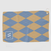 Benutzerdefiniertes Argyle – Khaki & Smoke Blue Mo Golfhandtuch (Horizontal)