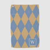 Benutzerdefiniertes Argyle – Khaki & Smoke Blue Mo Golfhandtuch (Vorderseite)