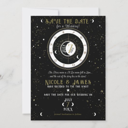 Benutzerdefiniertes Astrologie Zodiac Moon Save th Einladung (Vorderseite)
