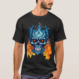 Benutzerdefiniertes Augustin-Monster in blauem Feu T-Shirt