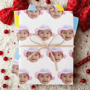 Benutzerdefiniertes Baby-Foto, Baby-Foto-Gesicht Geschenkpapier Set