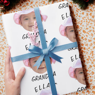 Benutzerdefiniertes Baby-Gesicht Foto Text Oma Geschenkpapier