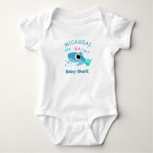 Benutzerdefiniertes Baby-Name Blaues Hai-T-Shirt 