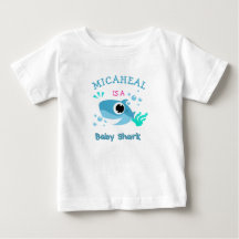 Benutzerdefiniertes Baby-Name Blaues Hai-T-Shirt 