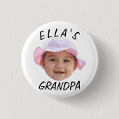 Benutzerdefiniertes Babygesicht Foto Text Opa Button (Vorderseite)