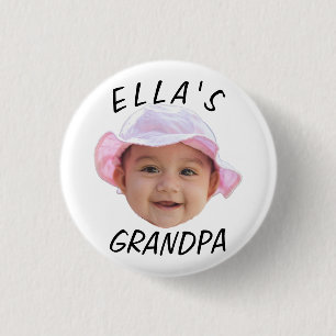 Benutzerdefiniertes Babygesicht Foto Text Opa Button