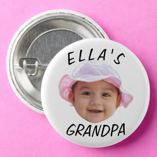 Benutzerdefiniertes Babygesicht Foto Text Opa Button