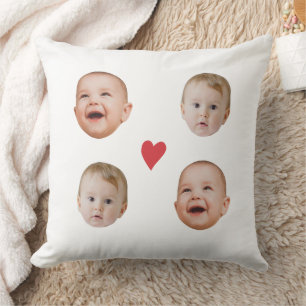 Benutzerdefiniertes Babygesicht mit Herzen 2 Foto Kissen