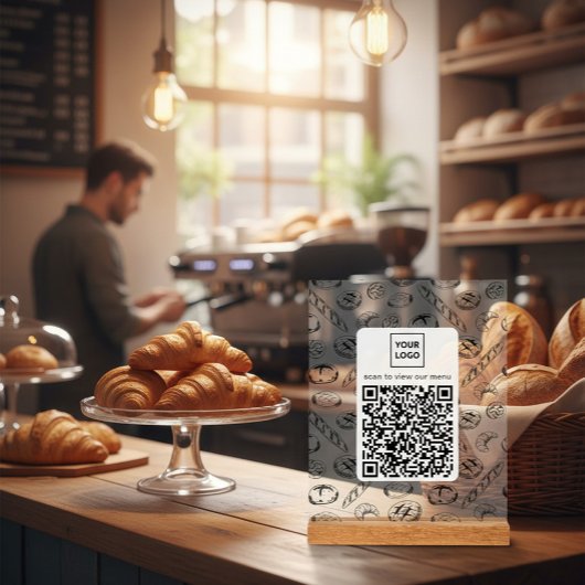 Benutzerdefiniertes Bäckerei-Muster QR-Code-Tischs Acrylschild