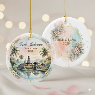Benutzerdefiniertes Bali Indonesien Hochzeitsreise Keramik Ornament