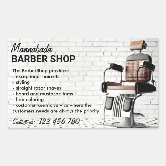 Benutzerdefiniertes Barbier-Logo Benutzerdefiniert Rechteckiger Aufkleber (Vorderseite)