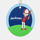 Benutzerdefiniertes Baseball Kind Keramikornament (Links)