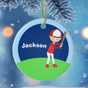 Benutzerdefiniertes Baseball Kind Keramikornament