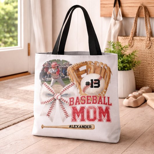 Benutzerdefiniertes Baseball-Mama-Name-Foto Tasche