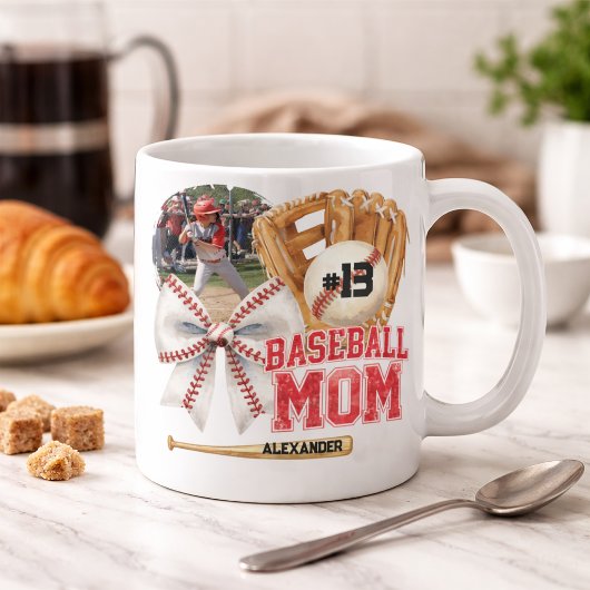 Benutzerdefiniertes Baseball-Mama-Photo-Name Kaffeetasse