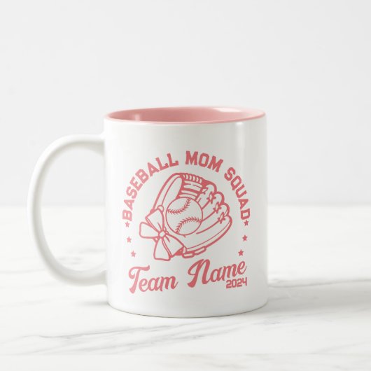Benutzerdefiniertes Baseball-Mama-Quadrat mit Team Zweifarbige Tasse (Links)