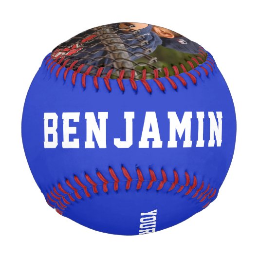 Benutzerdefiniertes Baseball mit Name Number Foto  (Rückseite)