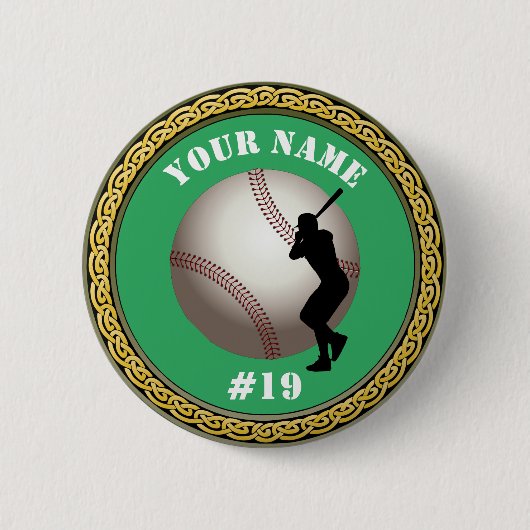 Benutzerdefiniertes Baseball - Name und Nummer hin Button (Vorderseite)