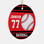 Benutzerdefiniertes Baseball | Rot und Schwarz Keramikornament (Rechts)