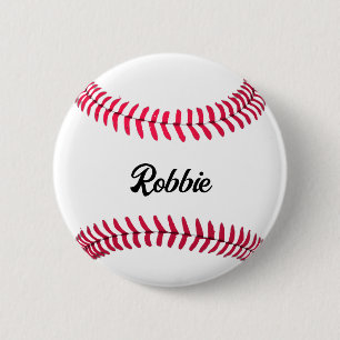 Benutzerdefiniertes Baseball rot weiß personalisie Button