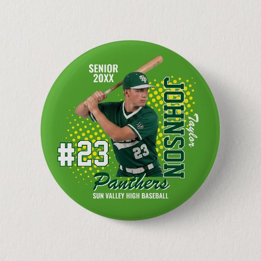 Benutzerdefiniertes Baseball-Team-Foto Senior Nigh Button (Vorderseite)