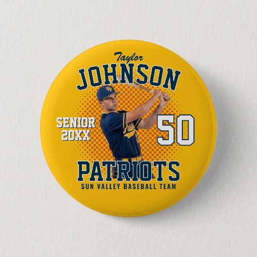Benutzerdefiniertes Baseball-Team-Foto Senior Nigh Button (Vorderseite)