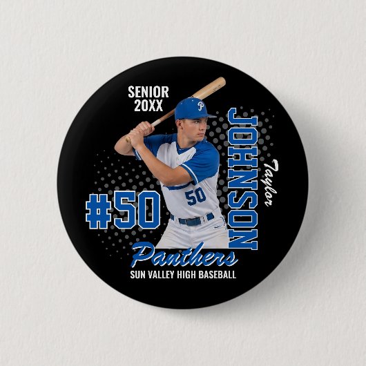Benutzerdefiniertes Baseball-Team-Foto Senior Nigh Button (Vorderseite)