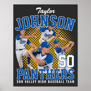 Benutzerdefiniertes Baseballspieler-Foto im Retro- Poster